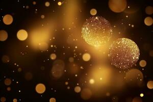 AI generated golden christmas background with sparkles photo