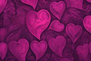 AI generated a purple background with many hearts photo