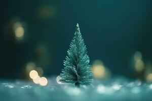 AI generated a small christmas tree is shown in front of a blurry background photo