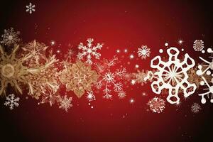 AI generated snowflakes on a red background with a white background photo