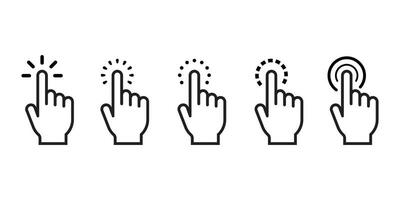 Pointer cursor mouse icon. Clicking cursor, pointing hand clicks icons. Vector illustration.