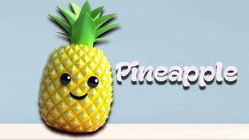 ananas animation vidéo, introduction à fruit des noms pour les enfants avec 4k résolution. video