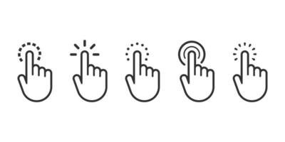 Pointer cursor mouse icon. Clicking cursor, pointing hand clicks icons. Vector illustration.