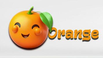 Orange animation video, introduction to fruit names for children with 4K resolution. video