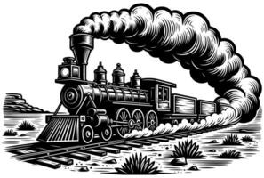 AI generated Steam Train Linocut vector