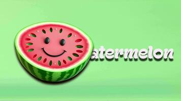 watermeloen animatie video, invoering naar fruit namen voor kinderen met 4k oplossing. video