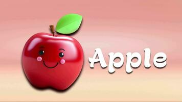 Apple animation video, introduction to fruit names for children with 4K resolution. video