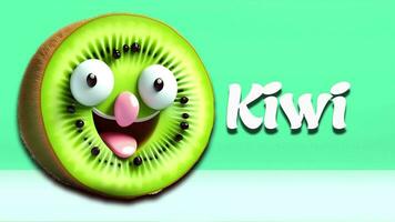 kiwi animação vídeo, introdução para fruta nomes para crianças com 4k resolução. video