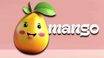 mango animatie video, invoering naar fruit namen voor kinderen met 4k oplossing. video