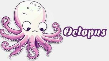 Educational animation introduction to animal names, Octopus animal 4k resolution. video