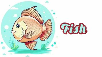 lehrreich Animation Einführung zu Tier Namen, Fisch Tier 4k Auflösung. video