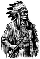 AI generated Native American Portrait vector