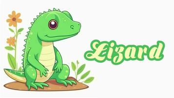 Educational animation introduction to animal names, Lizard animal 4k resolution. video