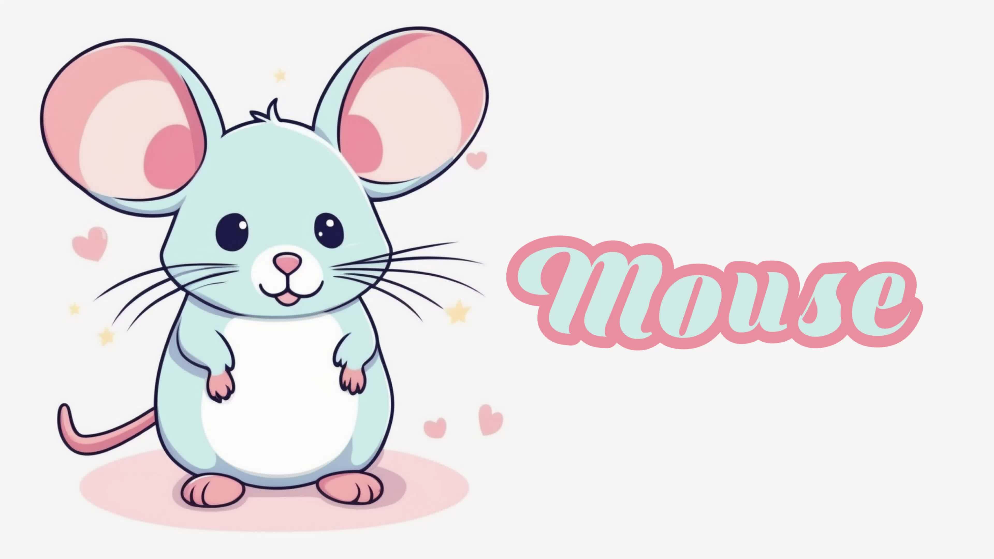 Educational animation introduction to animal names, Mouse animal 4k