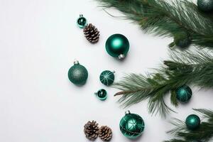 AI generated christmas decorations on a white background photo