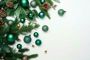 AI generated christmas decorations on a white background photo