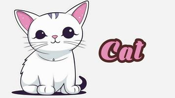 pedagogisk animering introduktion till djur- namn, katt djur- 4k upplösning. video
