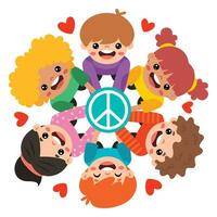 Cartoon Kids Posing With Peace Sign vector