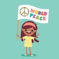 Cartoon Kid Posing With Peace Sign vector