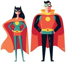 Flat Design Superhero Couple vector