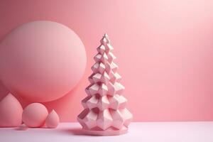 ai generado 3d representación de un rosado Navidad árbol foto