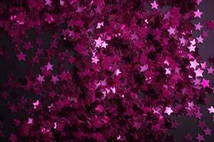 AI generated pink stars on a black background photo