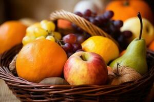 AI generated a basket of fruit on a table photo
