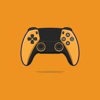 Analog joystick game console yellow color video game controller and ps 5 t shirt vector