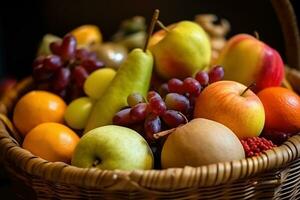 AI generated a basket filled with various fruits and vegetables photo