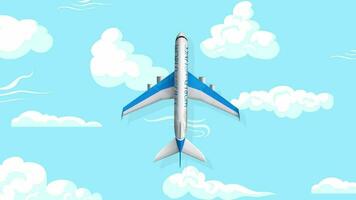 Air Plane Flying on The Sky Cartoon Background video