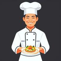 AI generated Chef Cook Avatar Icon Clip Art Sticker Decoration Simple Background photo