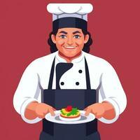 AI generated Chef Cook Avatar Icon Clip Art Sticker Decoration Simple Background photo