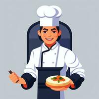 AI generated Chef Cook Avatar Icon Clip Art Sticker Decoration Simple Background photo