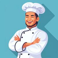 AI generated Chef Cook Avatar Icon Clip Art Sticker Decoration Simple Background photo