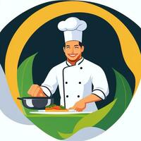 AI generated Chef Cook Avatar Icon Clip Art Sticker Decoration Simple Background photo