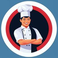 AI generated Chef Cook Avatar Icon Clip Art Sticker Decoration Simple Background photo