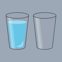 vaso de agua infografía. vacío y lleno vaso de agua vector