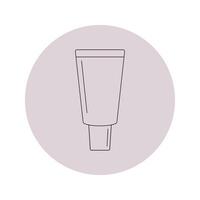 Vector icon of a tube of cream in a pink circle on a white background.