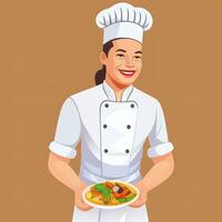 AI generated Chef Cook Avatar Icon Clip Art Sticker Decoration Simple Background photo