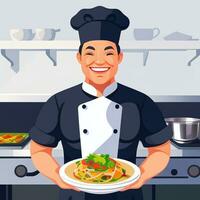 AI generated Chef Cook Avatar Icon Clip Art Sticker Decoration Simple Background photo