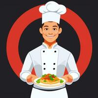 AI generated Chef Cook Avatar Icon Clip Art Sticker Decoration Simple Background photo