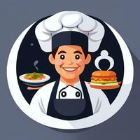 AI generated Chef Cook Avatar Icon Clip Art Sticker Decoration Simple Background photo