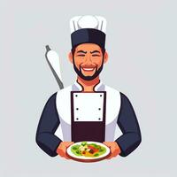 AI generated Chef Cook Avatar Icon Clip Art Sticker Decoration Simple Background photo