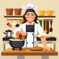 AI generated Chef Cook Avatar Icon Clip Art Sticker Decoration Simple Background photo