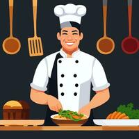 AI generated Chef Cook Avatar Icon Clip Art Sticker Decoration Simple Background photo