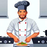 AI generated Chef Cook Avatar Icon Clip Art Sticker Decoration Simple Background photo