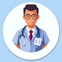 ai generado médico médico avatar icono acortar Arte pegatina decoración sencillo antecedentes foto