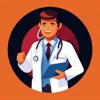 AI generated Doctor Medic Avatar Icon Clip Art Sticker Decoration Simple Background photo