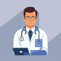 AI generated Doctor Medic Avatar Icon Clip Art Sticker Decoration Simple Background photo