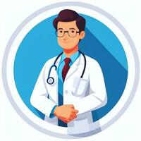 ai generado médico médico avatar icono acortar Arte pegatina decoración sencillo antecedentes foto